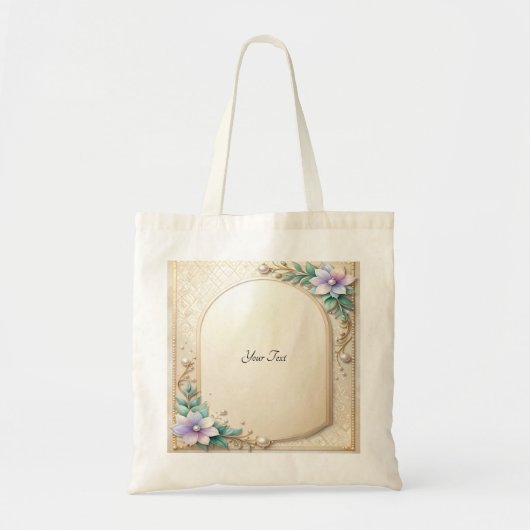 Decorative Floral Frame with Pearls Tote Bag (Voorkant)
