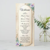 Decorative Floral Frame with Pearls Wedding  Programmakaart (Staand voorkant)