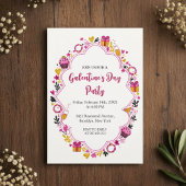 Decorative Galentines Invitation Oval Frame Kaart