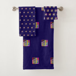 Decorative Geo Patterns Dk Blue Bad Handdoek