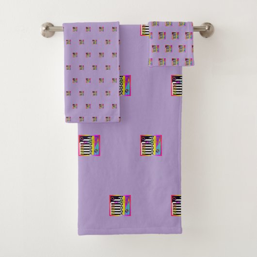 Decorative Geo Patterns Lavender  Bad Handdoek (Insitu)