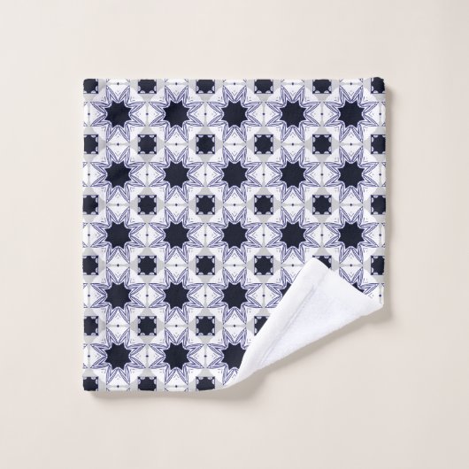 Decorative geometric patterned baby blue star bad handdoek (Wasdoekje)