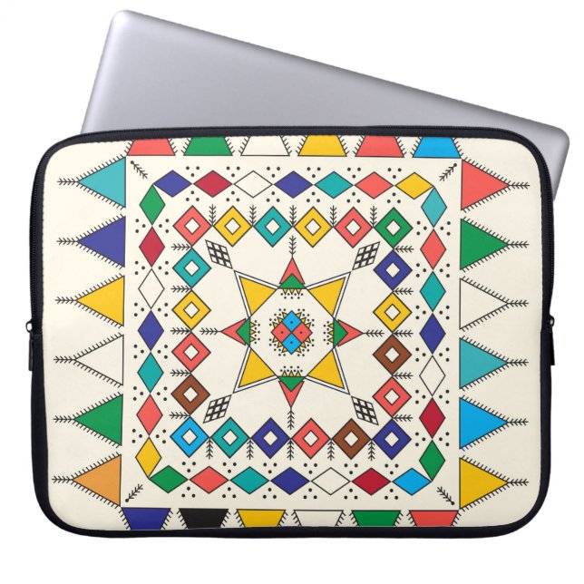 Decorative geometric repeating pattern laptop sleeve (Voorkant)