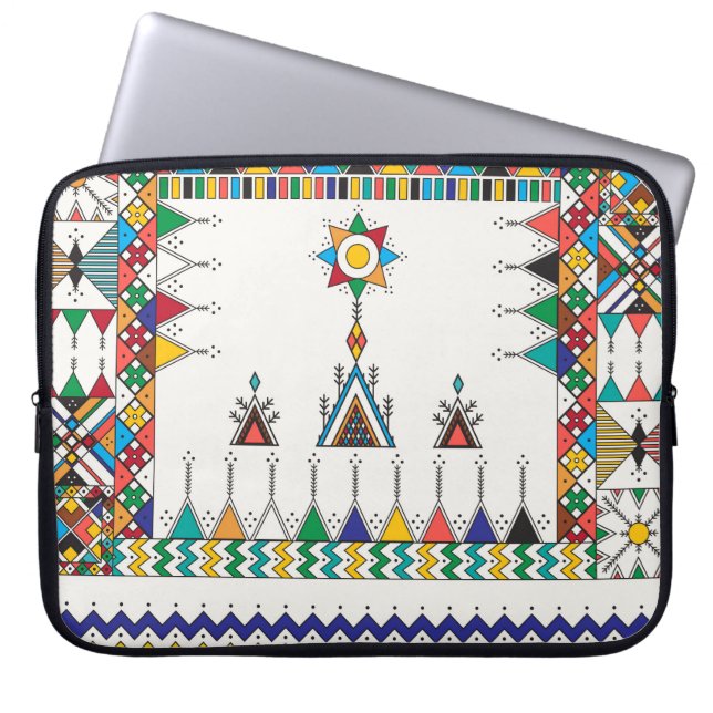 Decorative geometric repeating pattern laptop sleeve (Voorkant)