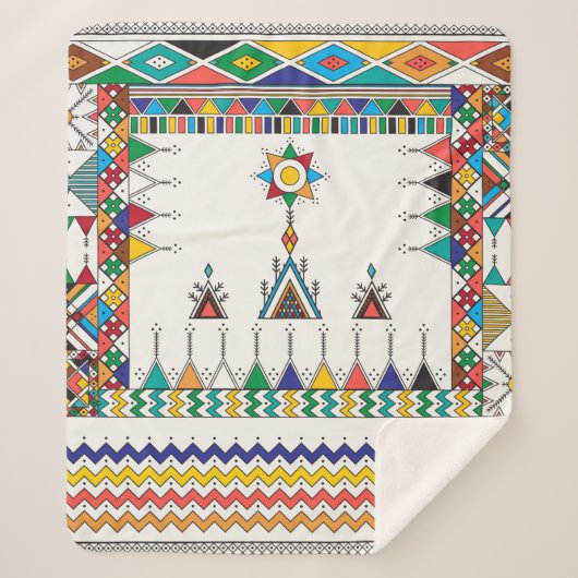 Decorative geometric repeating pattern sherpa deken (Voorkant)