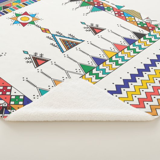 Decorative geometric repeating pattern sherpa deken (3/4)
