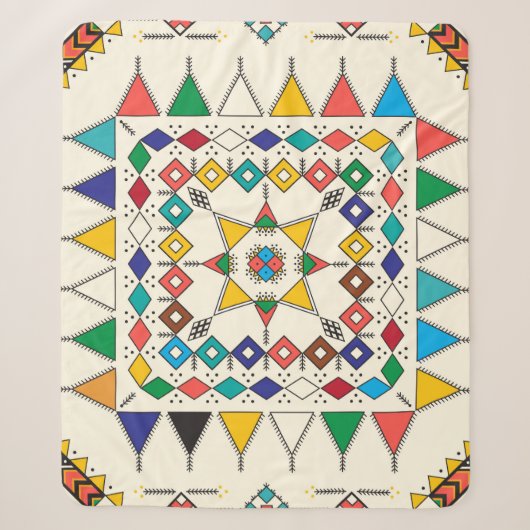 Decorative geometric repeating pattern sherpa deken (Voorkant)