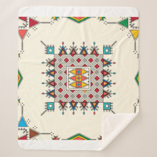 Decorative geometric repeating pattern sherpa deken