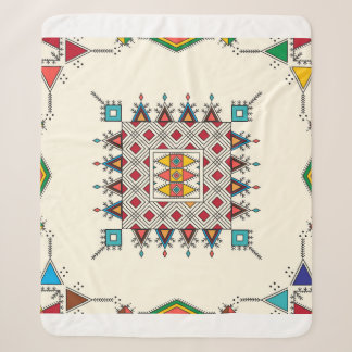 Decorative geometric repeating pattern sherpa deken