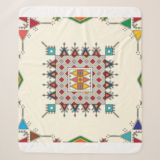 Decorative geometric repeating pattern sherpa deken (Voorkant)