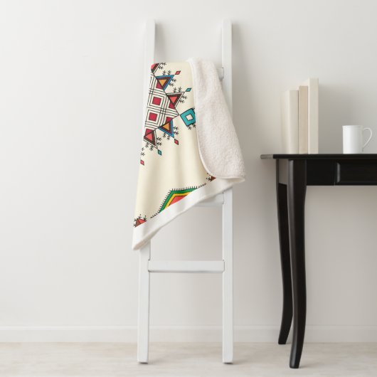 Decorative geometric repeating pattern sherpa deken (In situ)