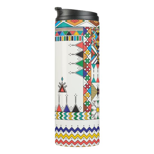 Decorative geometric repeating pattern thermosbeker (Geroteerd rechts)