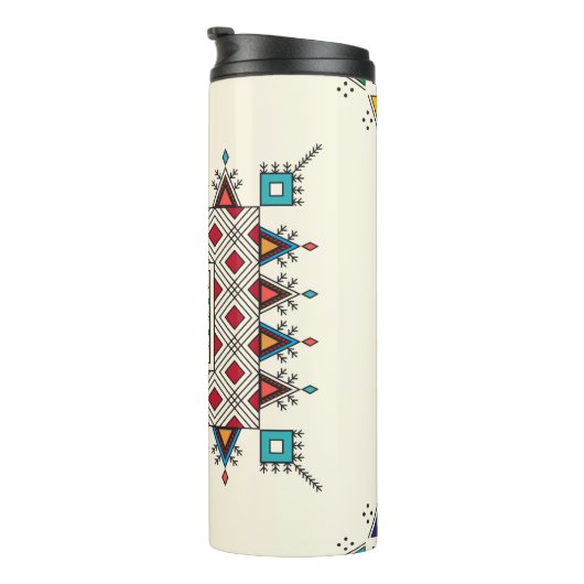Decorative geometric repeating pattern thermosbeker (Geroteerd rechts)