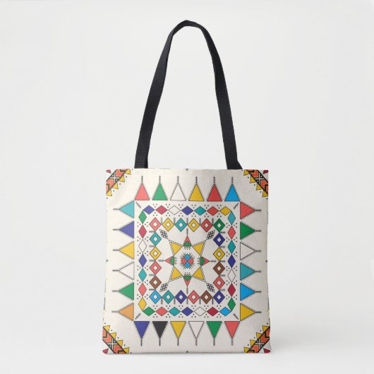 Decorative geometric repeating pattern tote bag (Voorkant)