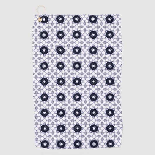 Decorative geometric star patterned in dark golfhanddoek (Voorkant)