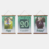 Decorative Green Glitter 2 Photos 20th Birthday Hangend Wandkleed (Driedubbel)