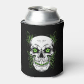 Decorative Grinning Scull with Leaf Outlines Blikjeskoeler (Blikje Voorkant)