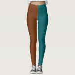 Decorative Half And Half  Leggings<br><div class="desc">Half teal color and half copper copper every day leggings or dancing leggings</div>