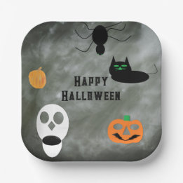Decorative Halloween Paper Plates  Papieren Bordje