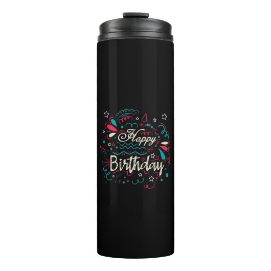 decorative happy birthday thermosbeker (Voorkant)