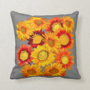 DECORATIVE KANSAS SUNFLOWERS GRAY ART KUSSEN