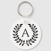 Decorative Laurel Wreath With Custom Monogram Sleutelhanger (Voorkant)