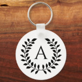 Decorative Laurel Wreath With Custom Monogram Sleutelhanger (Voorkant)