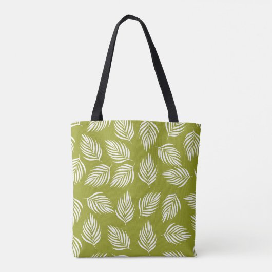 Decorative Lime Green Leaves Pattern Tote Bag (Achterkant)