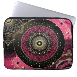 Decorative Mandala Lace Pink Black Electronics Bag Laptop Sleeve