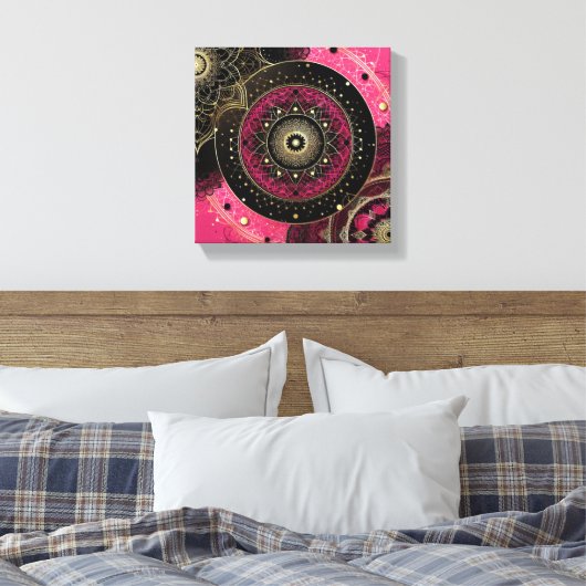 Decorative Mandala Pink and Black  Canvas Afdruk (Insitu (Slaapkamer))