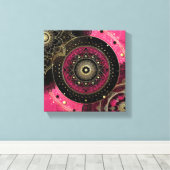 Decorative Mandala Pink and Black  Canvas Afdruk (Insitu (Houten vloer))