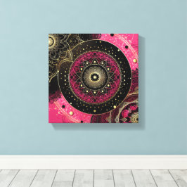 Decorative Mandala Pink and Black  Canvas Afdruk