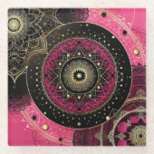 Decorative Mandala Pink and Black  Glazen Onderzetter (Voorkant)
