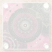 Decorative Mandala Pink and Black  Glazen Onderzetter (Achterkant)
