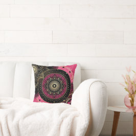 Decorative Mandala Pink and Black Throw Cushion Kussen