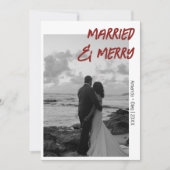 Decorative Married and Merry Modern Deep Burgundy Feestdagenkaart (Voorkant)