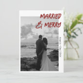 Decorative Married and Merry Modern Deep Burgundy Feestdagenkaart (Staand voorkant)