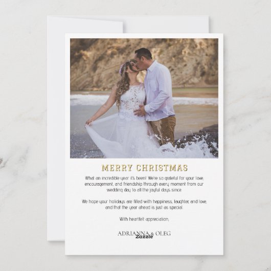 Decorative Married and Merry Modern Deep Burgundy Feestdagenkaart (Achterkant)