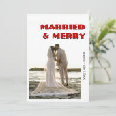 Decorative Married and Merry Modern Rich RedText Feestdagenkaart (Staand voorkant)