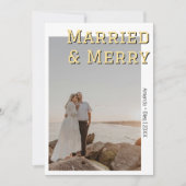Decorative Married and Merry Modern Soft Gold Text Feestdagenkaart (Voorkant)