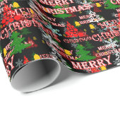 Decorative Merry Christmas Text Pattern Design  Cadeaupapier (Rol Hoek)