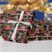 Decorative Merry Christmas Text Pattern Design  Cadeaupapier