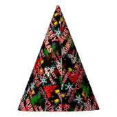 Decorative Merry Christmas Text Pattern Design  Feesthoedjes (Achterkant)