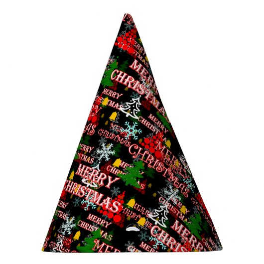 Decorative Merry Christmas Text Pattern Design  Feesthoedjes (Rechts)