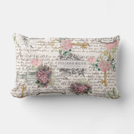 Decorative modern Frenchy newspaper style Floral Kussen