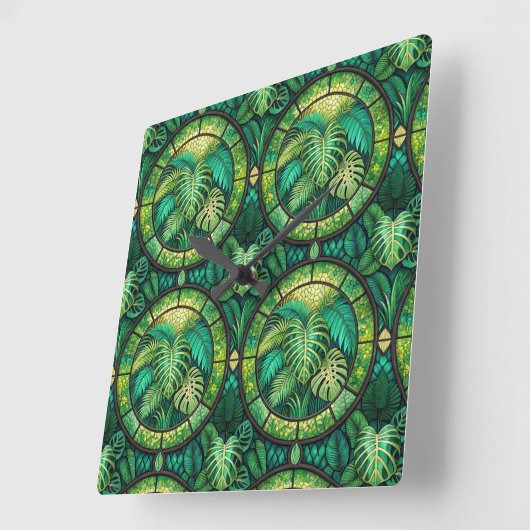 Decorative panel with a lush green tropical  vierkante klok (Hoek)