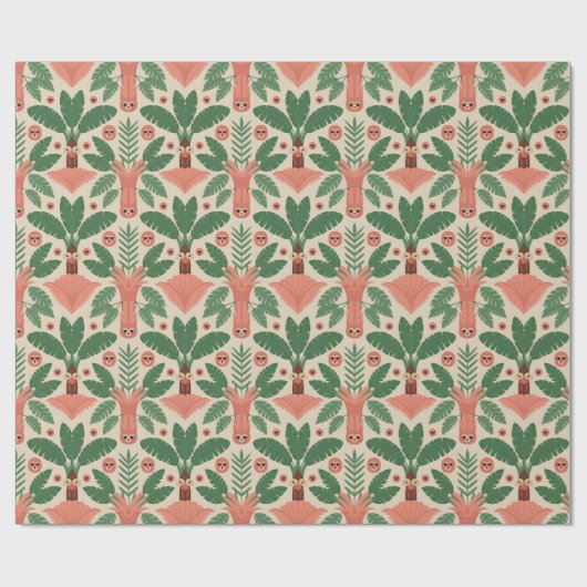 Decorative paper with a pattern of stylized green cadeaupapier (Vlak)