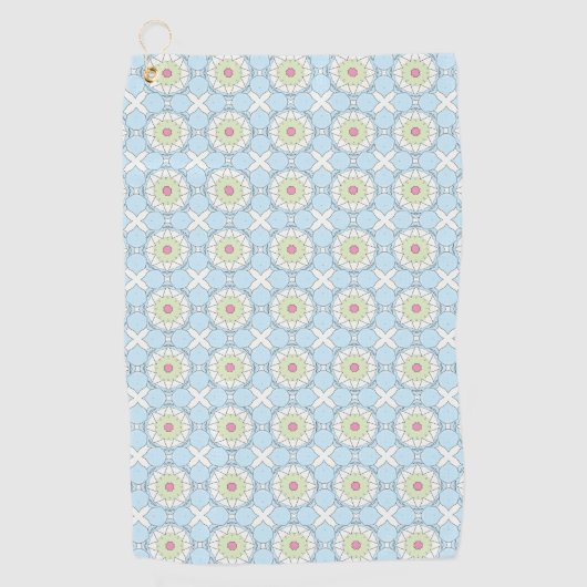 Decorative pastel blue geometric patterned  golfhanddoek (Voorkant)