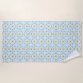 Decorative pastel blue geometric patterned  strandlaken (Voorkant)