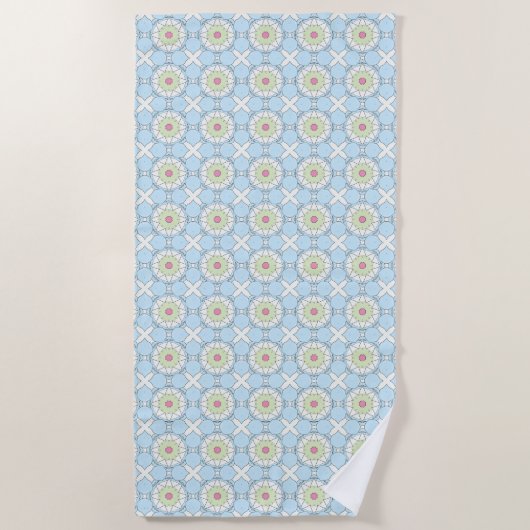 Decorative pastel blue geometric patterned  strandlaken (Voorkant)